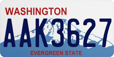WA license plate AAK3627
