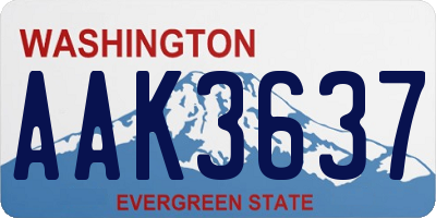 WA license plate AAK3637