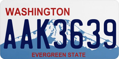 WA license plate AAK3639