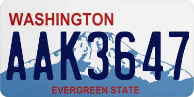 WA license plate AAK3647