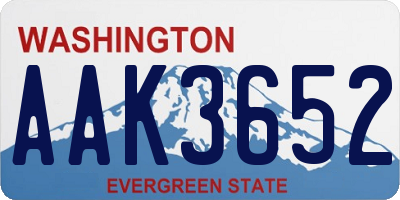 WA license plate AAK3652