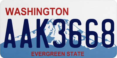 WA license plate AAK3668