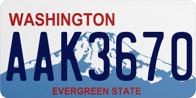 WA license plate AAK3670