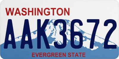 WA license plate AAK3672