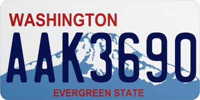 WA license plate AAK3690