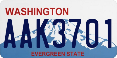 WA license plate AAK3701