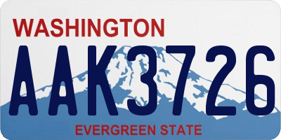 WA license plate AAK3726