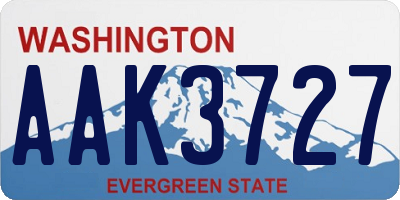 WA license plate AAK3727