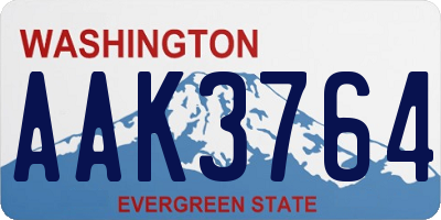 WA license plate AAK3764