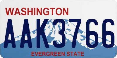 WA license plate AAK3766