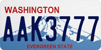 WA license plate AAK3777