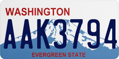 WA license plate AAK3794