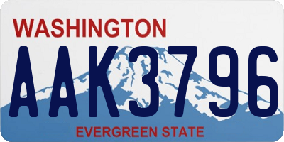 WA license plate AAK3796