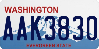 WA license plate AAK3830