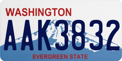 WA license plate AAK3832