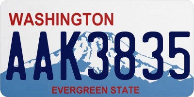WA license plate AAK3835
