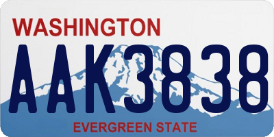 WA license plate AAK3838