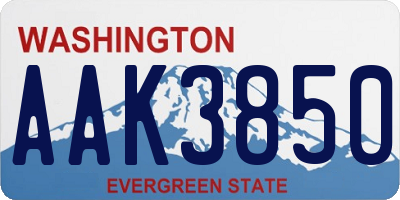 WA license plate AAK3850