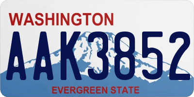 WA license plate AAK3852