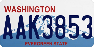 WA license plate AAK3853