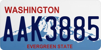 WA license plate AAK3885