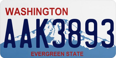 WA license plate AAK3893