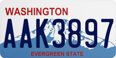 WA license plate AAK3897
