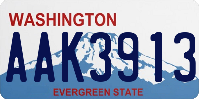 WA license plate AAK3913