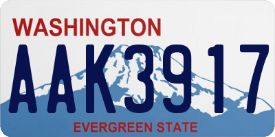 WA license plate AAK3917