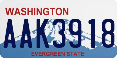 WA license plate AAK3918