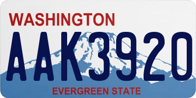 WA license plate AAK3920