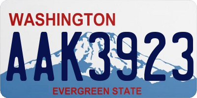 WA license plate AAK3923