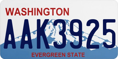 WA license plate AAK3925
