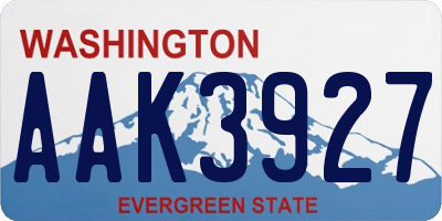 WA license plate AAK3927