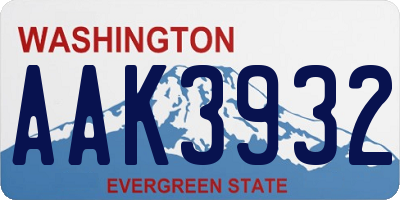 WA license plate AAK3932