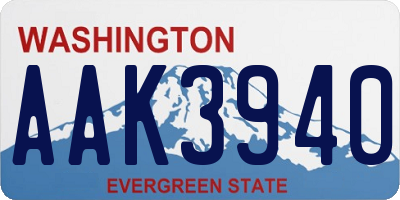 WA license plate AAK3940