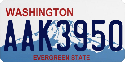 WA license plate AAK3950