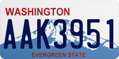WA license plate AAK3951