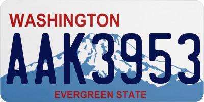 WA license plate AAK3953