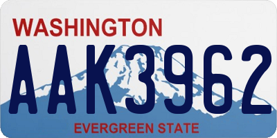 WA license plate AAK3962
