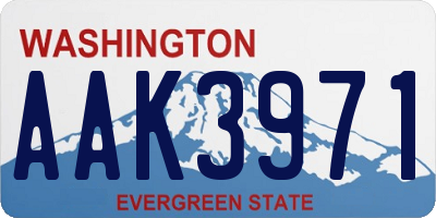 WA license plate AAK3971