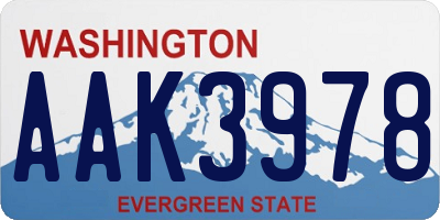 WA license plate AAK3978