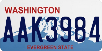 WA license plate AAK3984