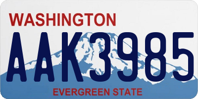 WA license plate AAK3985