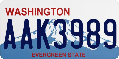 WA license plate AAK3989