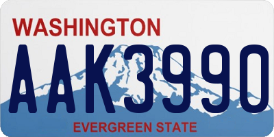 WA license plate AAK3990