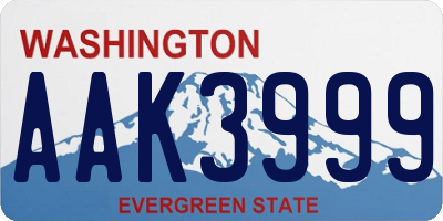 WA license plate AAK3999