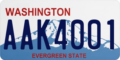 WA license plate AAK4001