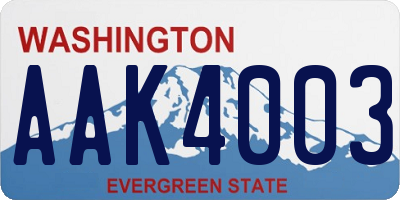 WA license plate AAK4003