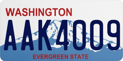 WA license plate AAK4009